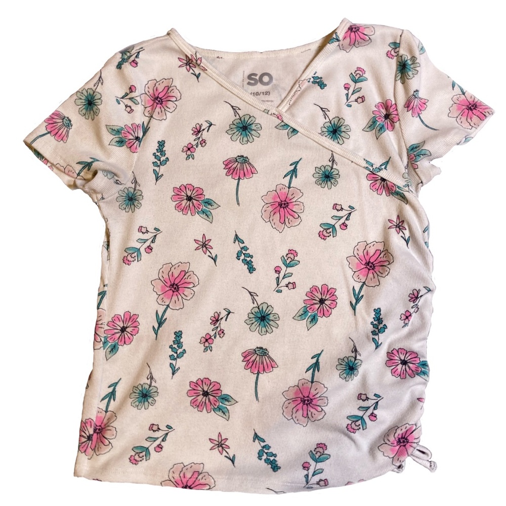 Floral SO girls rib top